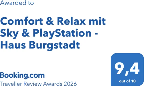Ausgezeichnet mit 9,4 von 10 – Booking.com Traveller Review Awards 2026, Haus Burgstadt